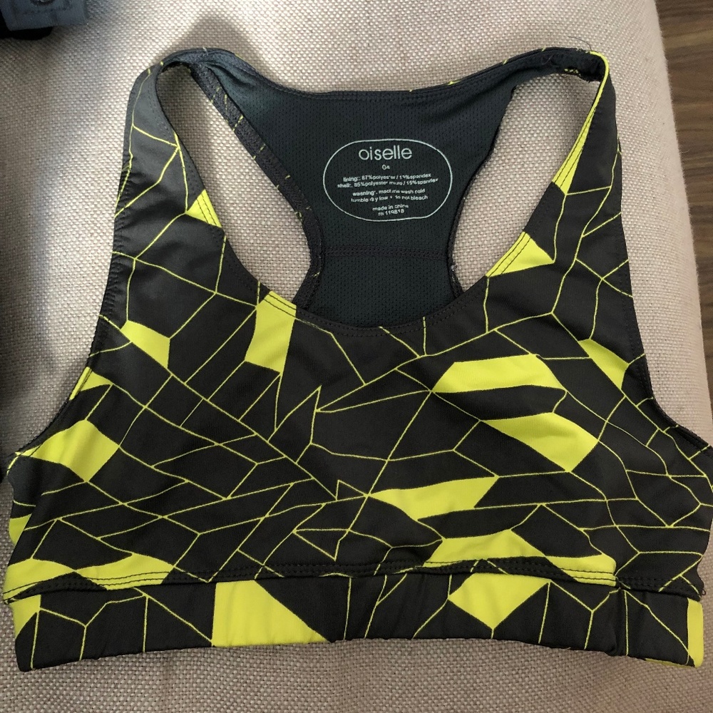 Oiselle Black and Yellow Sports Bra (4)
